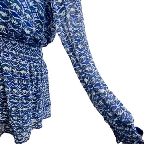 Zara Floral Dress Mini Long Sleeve A-Line Fit & Flare Smocked Waist Light Small - Picture 10 of 14